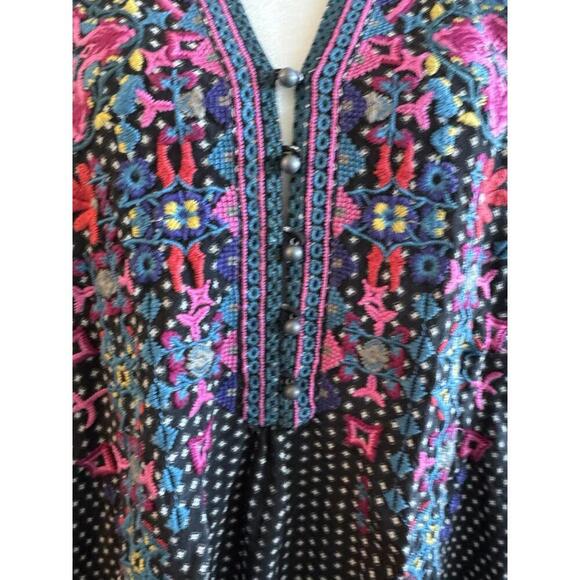 Johnny Was Biya Embroidered Dress Silk Boho Festival Luxe Tunic Artsy - Picture 6 of 8